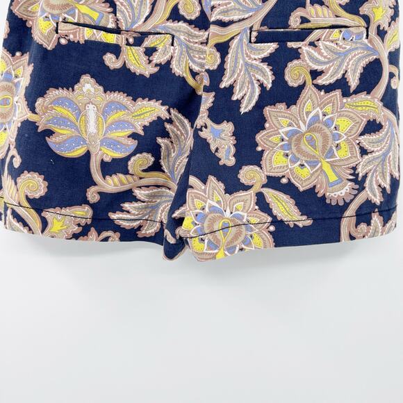 Ann Taylor Loft Navy Blue Paisley Shorts Linen Blend Floral Womens Size 0 - Picture 10 of 11